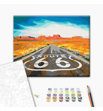 DIY kangas maalaus - Route 66
