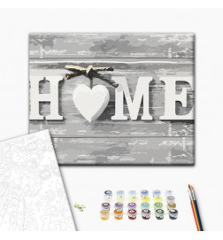 DIY glezna uz audekla - Home (Letters)