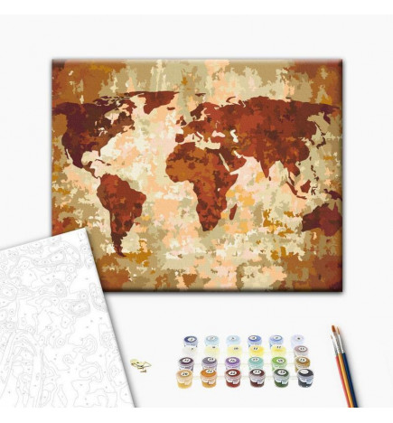 Cuadro para colorear - World Map (Earth Colours)