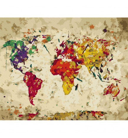 Paint By Numbers Kit - World Map (Colour Splashes)