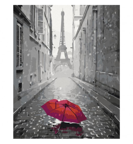 Platno za samostojno slikanje - Paris (Red Umbrella)