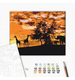 DIY kangas maalaus - Savannah (Giraffes & Elephants)