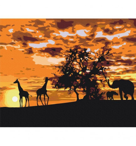 Paint By Numbers Kit - Savannah (Giraffes & Elephants)