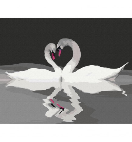 DIY kangas maalaus - Swan Couple
