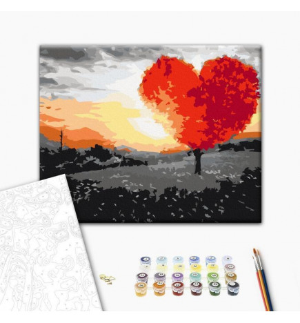 Platno za samostojno slikanje - Heart-Shaped Tree (Sunrise)