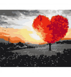 Doe-het-zelf op canvas schilderen - Heart-Shaped Tree (Sunrise)