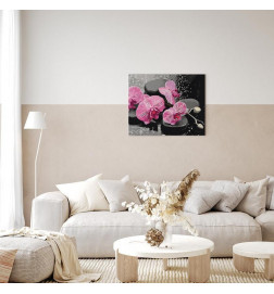 Doe-het-zelf op canvas schilderen - Orchid With Zen Stones (Black Background)