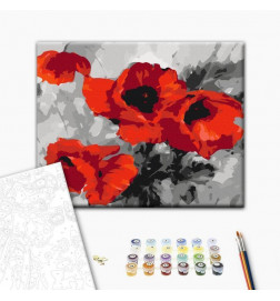 Doe-het-zelf op canvas schilderen - Bouquet of Poppies