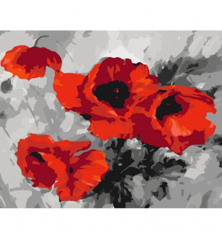 DIY glezna uz audekla - Bouquet of Poppies