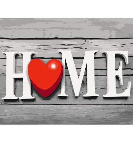 Cuadro para colorear - Home with Red Heart