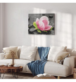 Quadro pintado por você - Pink Flower and Stones