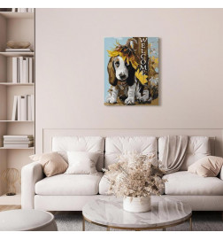 Quadro pintado por você - Dog and Sunflowers