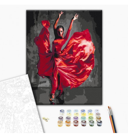 DIY kangas maalaus - Red Dress