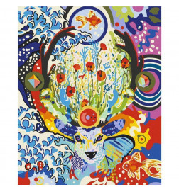 Quadro pintado por você - Deer and Flowers