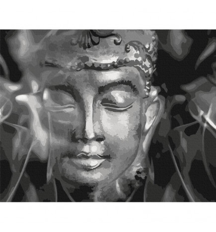 Doe-het-zelf op canvas schilderen - Buddha in Black and White