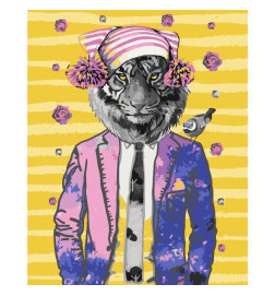 DIY kangas maalaus - Tiger in Hat