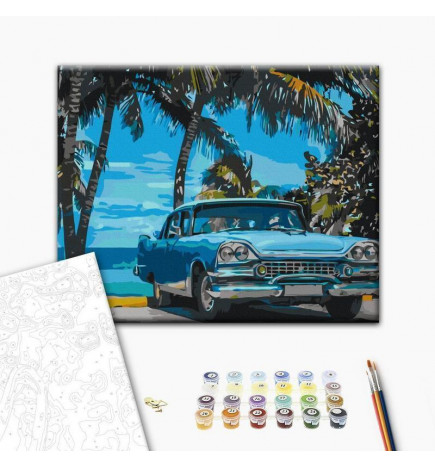 Paint By Numbers Kit - Car under Palm Trees