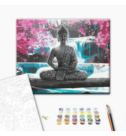 Quadro fai da te - Buddha and Waterfall