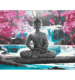 Quadro pintado por você - Buddha and Waterfall