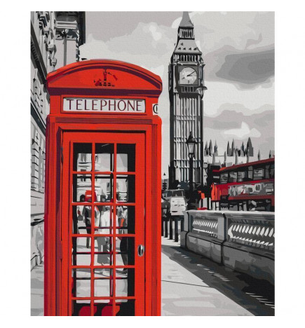 DIY kangas maalaus - Telephone Booth