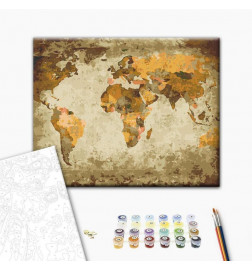 Cuadro para colorear - Brown World Map