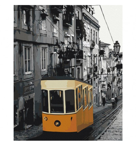 DIY kangas maalaus - Tram in Lisbon