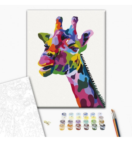 Quadro pintado por você - Colourful Giraffe