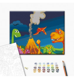 DIY kangas maalaus - Dinosaur World