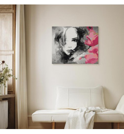 Quadro fai da te - Black & White Portrait With A Pink Flower
