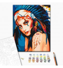 DIY glezna uz audekla - Native American Girl