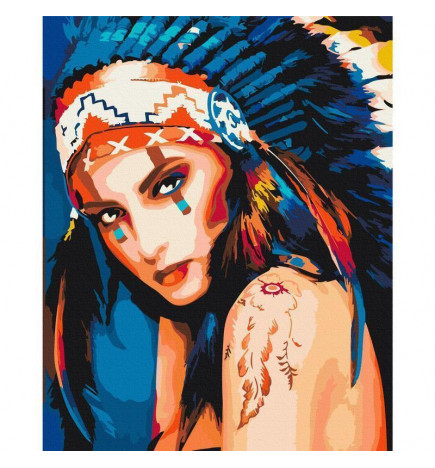 DIY glezna uz audekla - Native American Girl