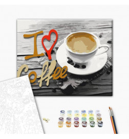 DIY glezna uz audekla - I Love Coffee