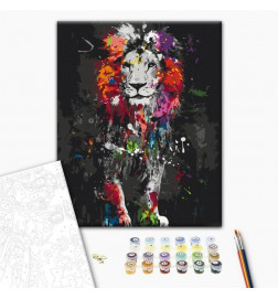 Doe-het-zelf op canvas schilderen - Colourful Animals: Lion