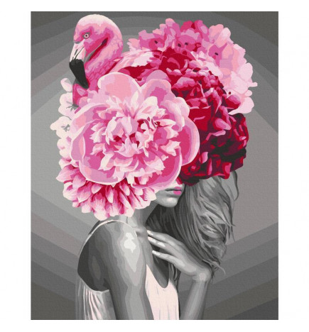 DIY glezna uz audekla - Flamingo Girl