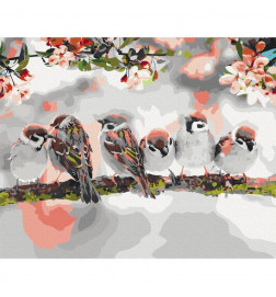 Quadro pintado por você - Birds on the Branch