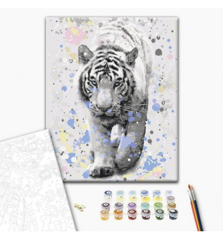 DIY kangas maalaus - White Tiger