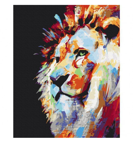 Quadro fai da te - Portrait of a Colourful Lion