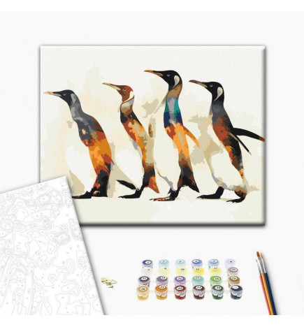 Cuadro para colorear - Penguin Family