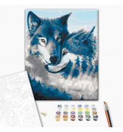DIY kangas maalaus - Wolves in Love