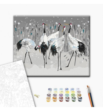 DIY kangas maalaus - Stork Family