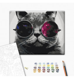 Quadro pintado por você - Cat With Glasses