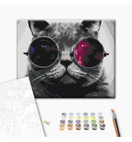 Paint By Numbers Kit - Cat With Glasses