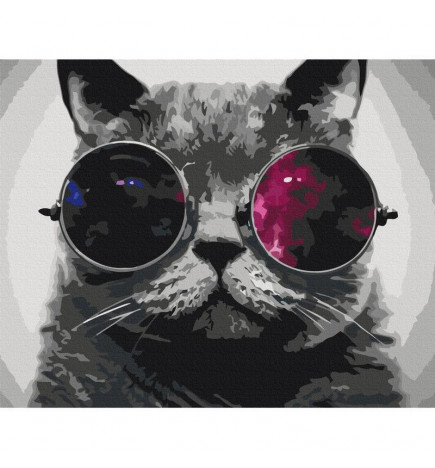 Set de pictură pe numere - Cat With Glasses