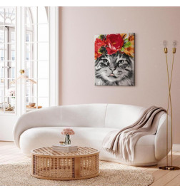 Peinture par numéros - Cat With Flowers