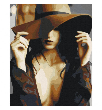 DIY glezna uz audekla - Brown Hat