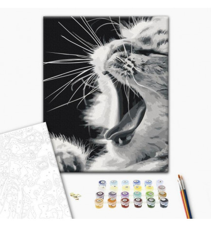Doe-het-zelf op canvas schilderen - Yawning Kitten