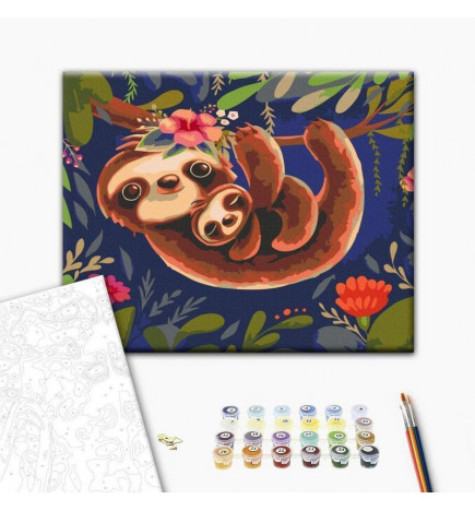 DIY glezna uz audekla - Friendly Sloths