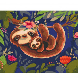 DIY glezna uz audekla - Friendly Sloths