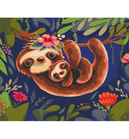 DIY glezna uz audekla - Friendly Sloths