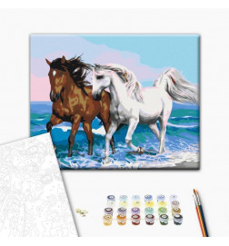 Paint By Numbers Kit - Horses at the Seaside